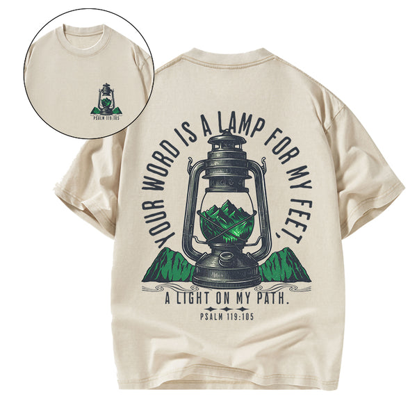 GC-WTSA2048 Your Word Is A Lamp For My Feet Christian Washed T-Shirt