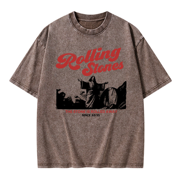 The Stone Was Rolled Away Jesus Christian Washed T-Shirt