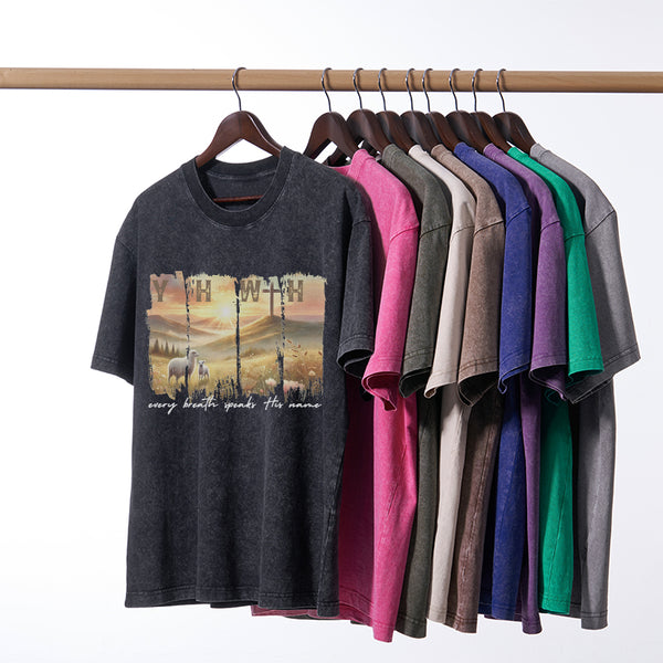 GC-WTSA2053 YHWH Every Brath Speaks His Name Christian Washed T-Shirt