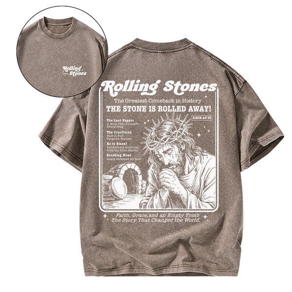 GC-WTSA2057 Rolling Stones Jesus Christian Washed T-Shirt