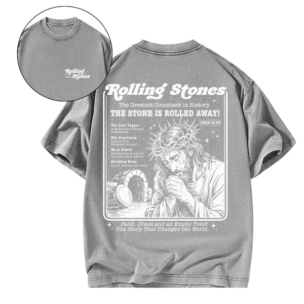 GC-WTSA2057 Rolling Stones Jesus Christian Washed T-Shirt
