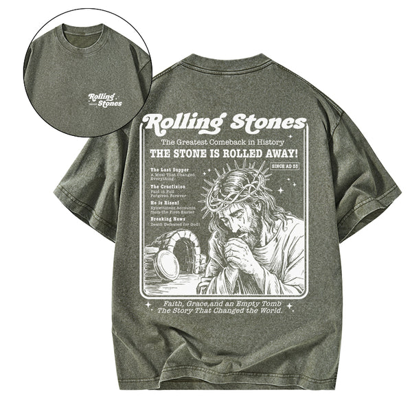 GC-WTSA2057 Rolling Stones Jesus Christian Washed T-Shirt