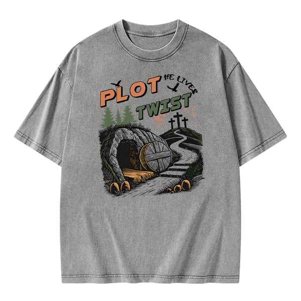 Plot Twist Retro Christian Washed T-Shirt
