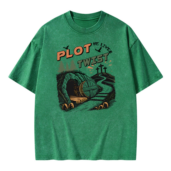 Plot Twist Retro Christian Washed T-Shirt