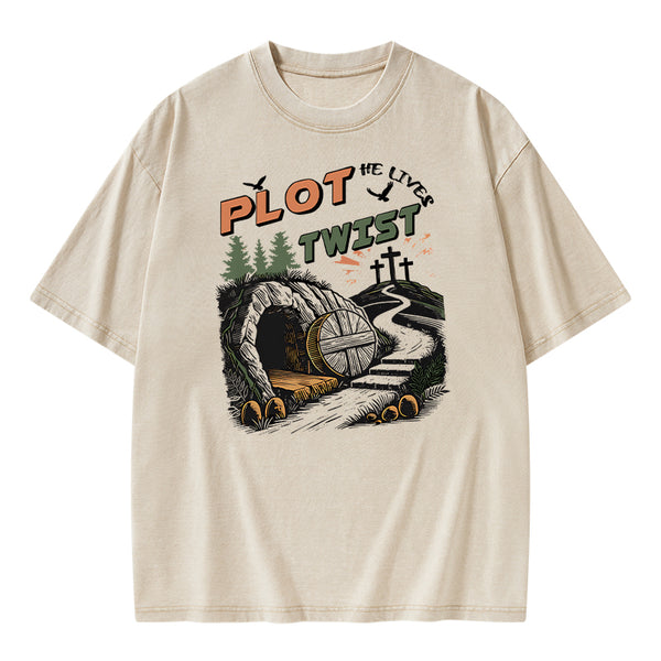 Plot Twist Retro Christian Washed T-Shirt