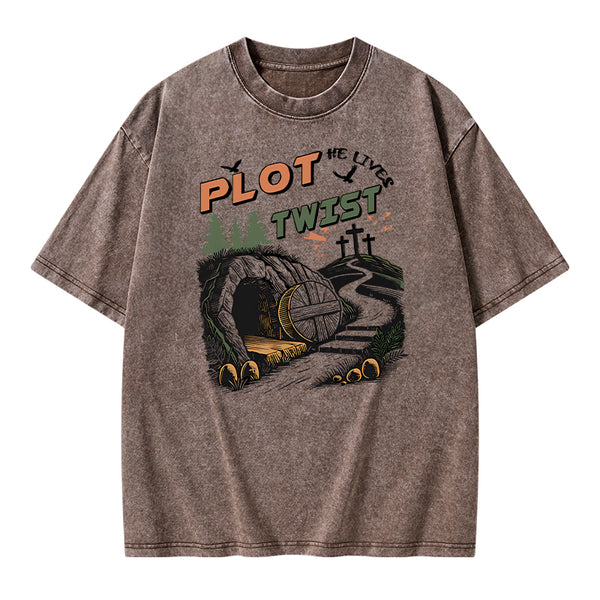 Plot Twist Retro Christian Washed T-Shirt