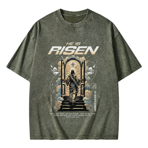 GC-WTSA2064 He Is Risen Christian Washed T-Shirt