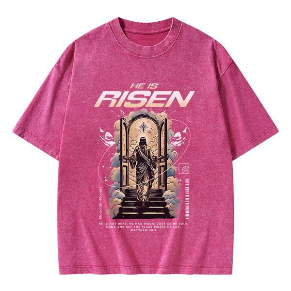 GC-WTSA2064 He Is Risen Christian Washed T-Shirt