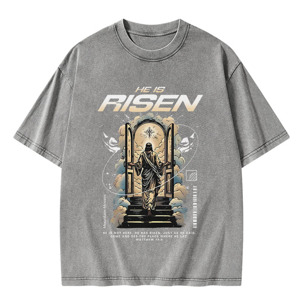 GC-WTSA2064 He Is Risen Christian Washed T-Shirt
