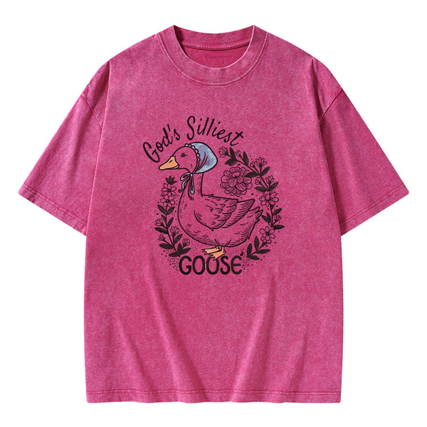 GC-WTSA2071 God‘s Silliest Goose Christian Washed T-Shirt