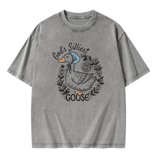 GC-WTSA2071 God‘s Silliest Goose Christian Washed T-Shirt