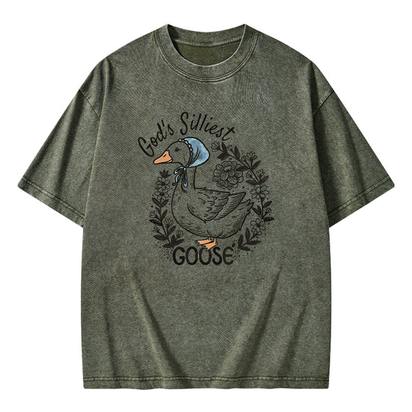 GC-WTSA2071 God‘s Silliest Goose Christian Washed T-Shirt