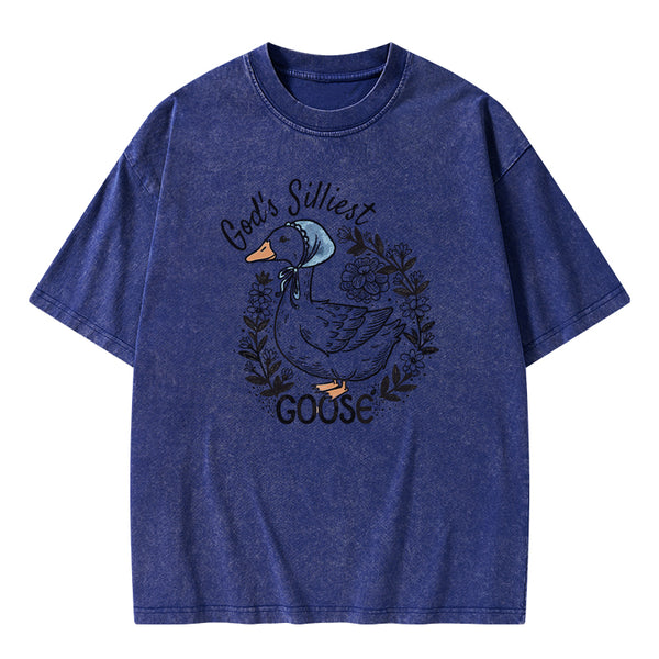 GC-WTSA2071 God‘s Silliest Goose Christian Washed T-Shirt