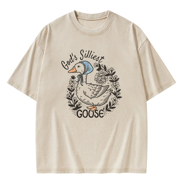 GC-WTSA2071 God‘s Silliest Goose Christian Washed T-Shirt