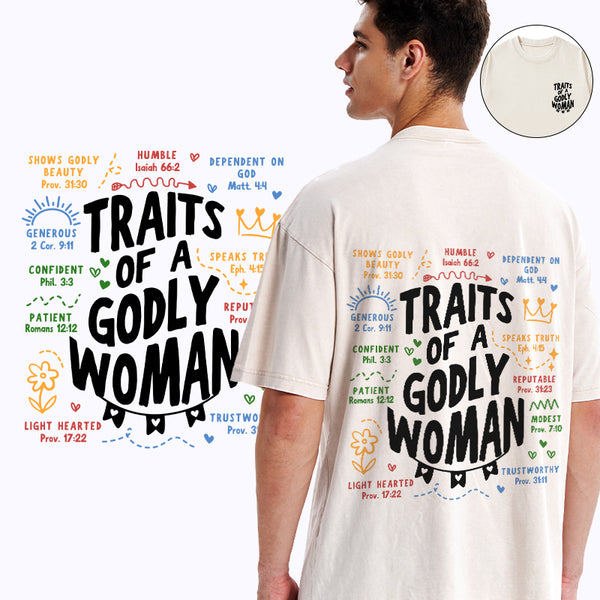 GC-WTSA2089 Traits Of A Glory Women Christian Washed T-Shirt