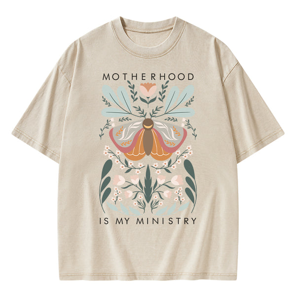 GC-WTSA2091 Motherhood Is My Ministry Christian Washed T-Shirt
