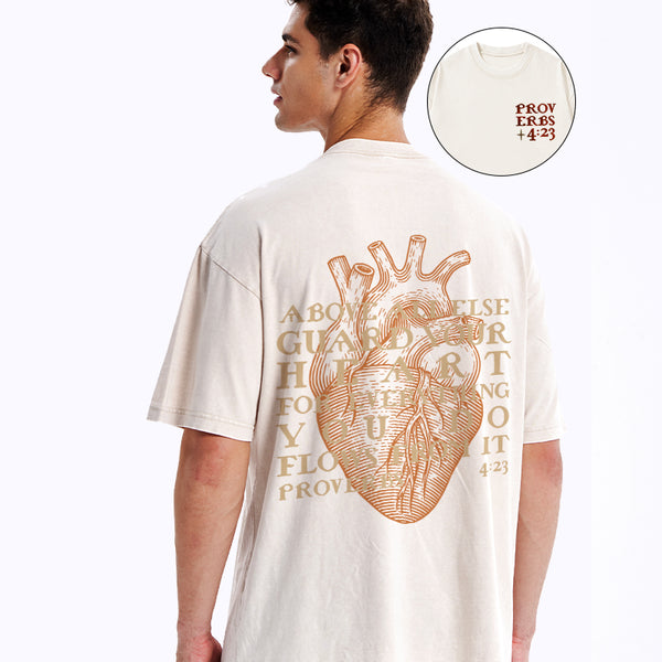 Above All Else Guard Your Heart Christian Washed T-Shirt