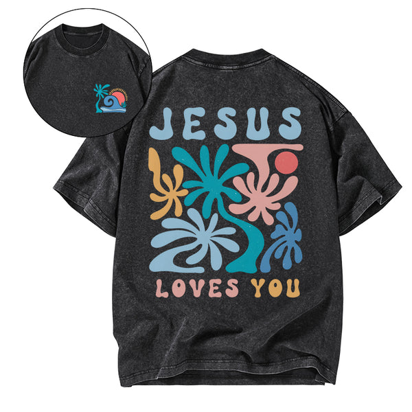 Jesus Love You Christian Washed T-Shirt