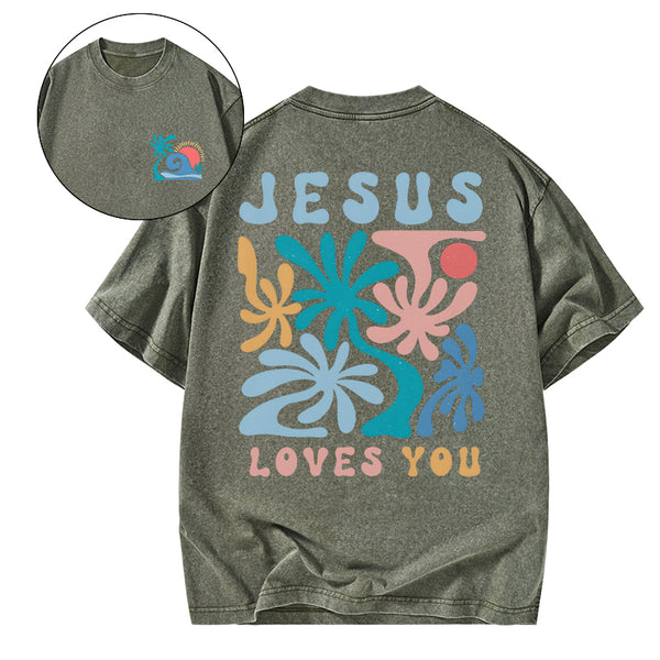 Jesus Love You Christian Washed T-Shirt