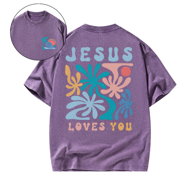 Jesus Love You Christian Washed T-Shirt