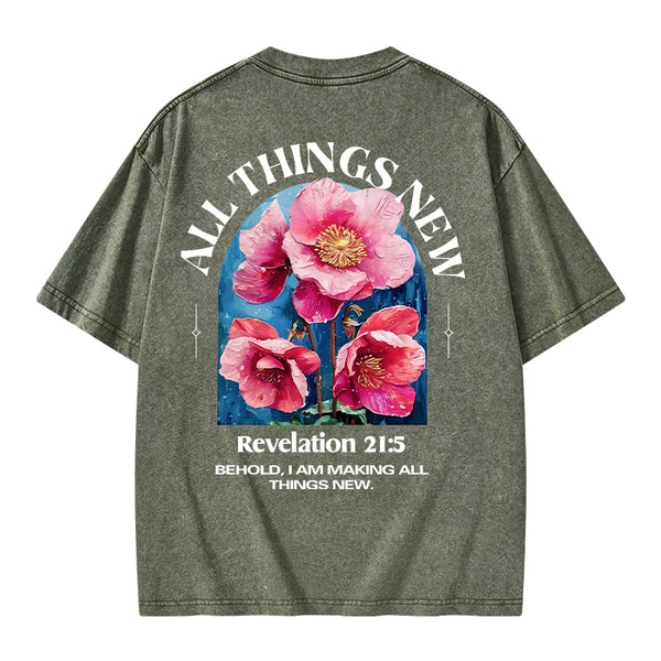 All Things New Behold Christian Washed T-Shirt