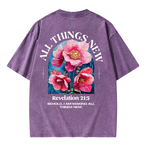 All Things New Behold Christian Washed T-Shirt
