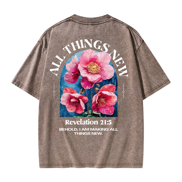 All Things New Behold Christian Washed T-Shirt