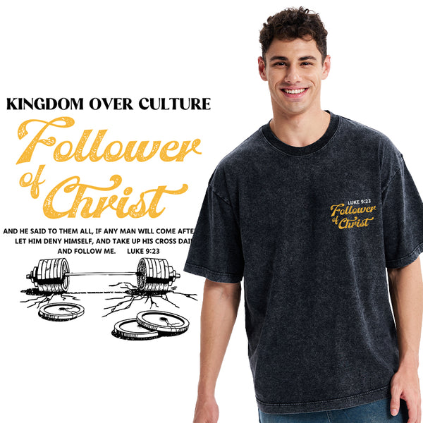 Follower Of Christ Christian Washed T-Shirt