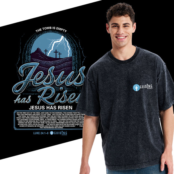 Jesus Has Risen Christian Washed T-Shirt