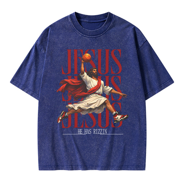 He Has Rizzin Christian Washed T-Shirt