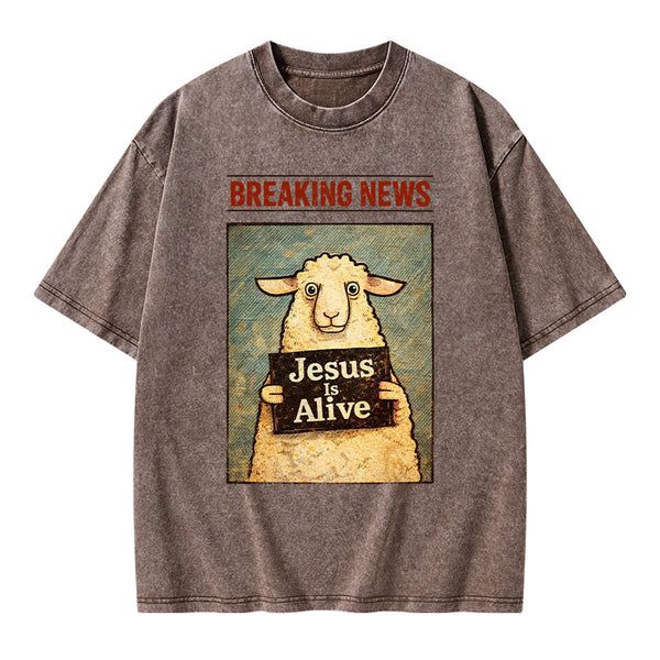 Jesus Is Alive Christian Washed T-Shirt