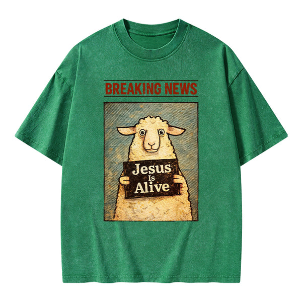 Jesus Is Alive Christian Washed T-Shirt