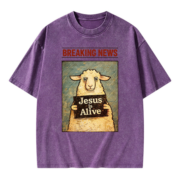 Jesus Is Alive Christian Washed T-Shirt