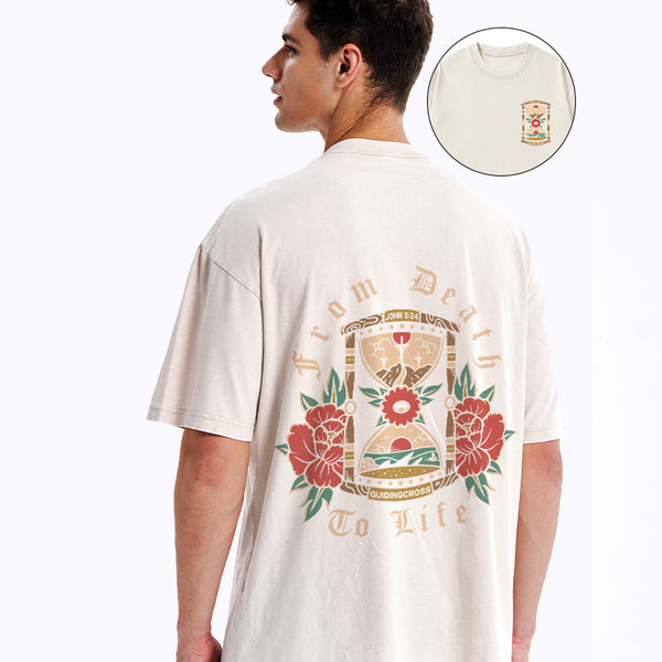 GC-WTSANEW0509 From Death To Life Christian Washed T-Shirt