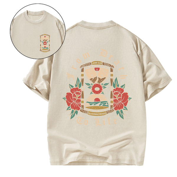 GC-WTSANEW0509 From Death To Life Christian Washed T-Shirt