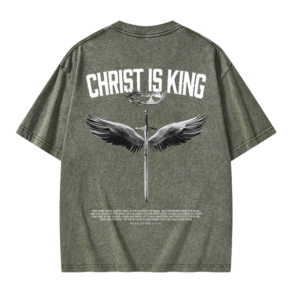 GC-WTSANEW1306 Christ Is King Christian Washed T-Shirt