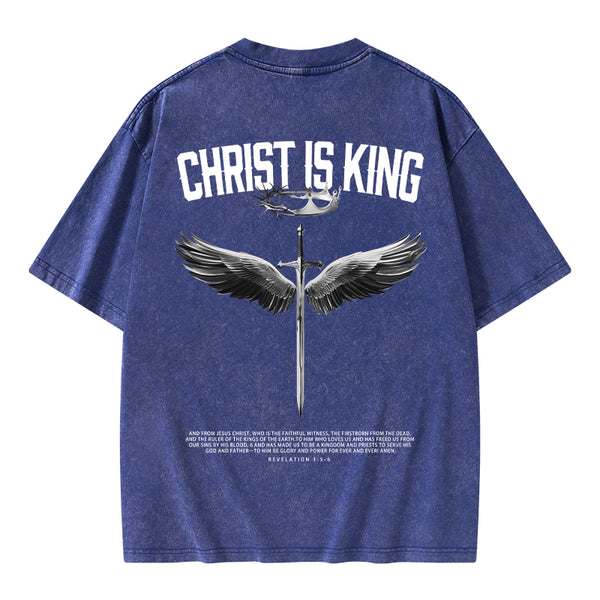 GC-WTSANEW1306 Christ Is King Christian Washed T-Shirt