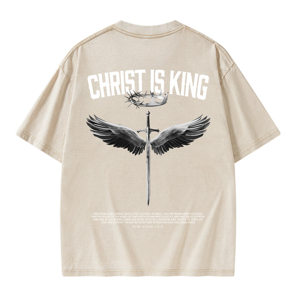 GC-WTSANEW1306 Christ Is King Christian Washed T-Shirt