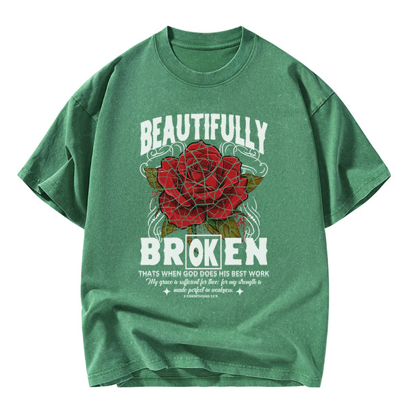 GC-WTSANEW2694 Beautifully Broken Christian Washed T-Shirt