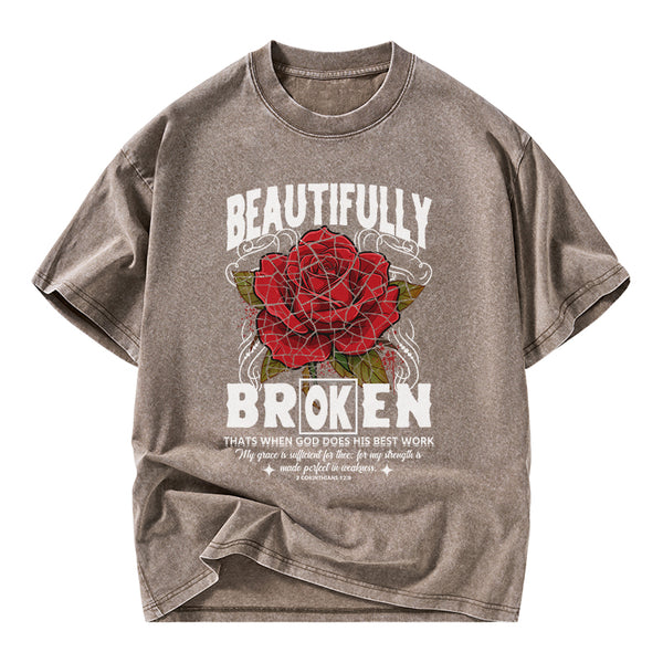 GC-WTSANEW2694 Beautifully Broken Christian Washed T-Shirt