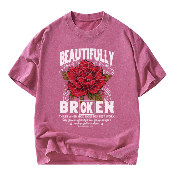 GC-WTSANEW2694 Beautifully Broken Christian Washed T-Shirt