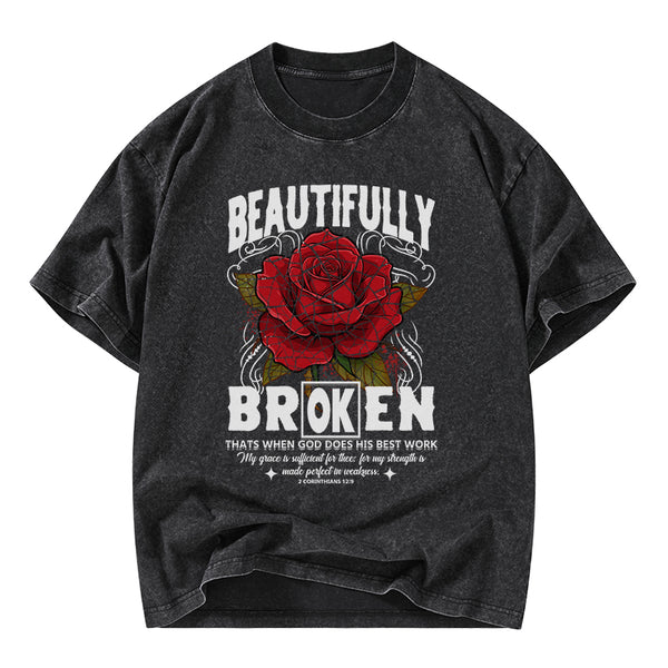 GC-WTSANEW2694 Beautifully Broken Christian Washed T-Shirt