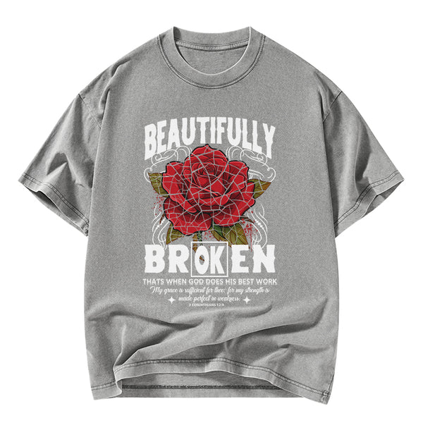 GC-WTSANEW2694 Beautifully Broken Christian Washed T-Shirt