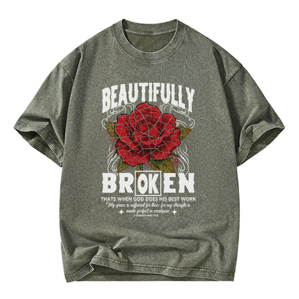 GC-WTSANEW2694 Beautifully Broken Christian Washed T-Shirt