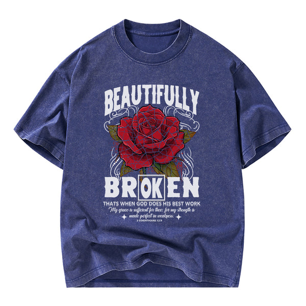 GC-WTSANEW2694 Beautifully Broken Christian Washed T-Shirt