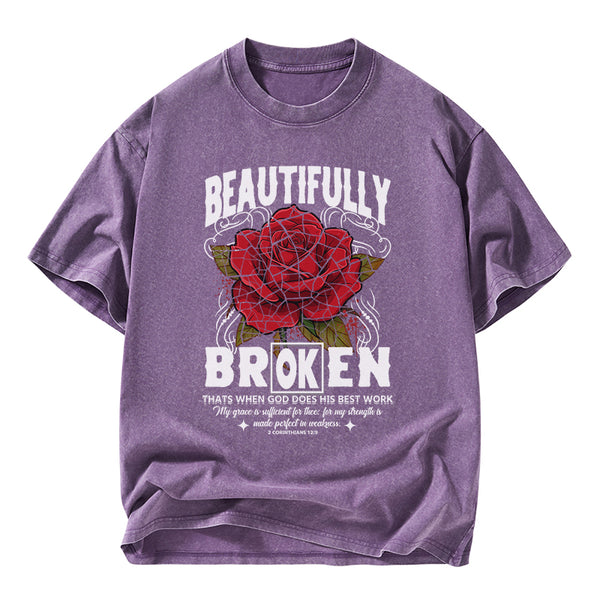GC-WTSANEW2694 Beautifully Broken Christian Washed T-Shirt