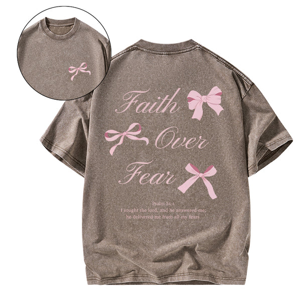 GC-WTSCJX0034 Faith Over Fear Christian Washed T-Shirt