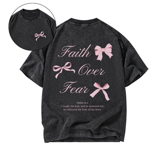GC-WTSCJX0034 Faith Over Fear Christian Washed T-Shirt