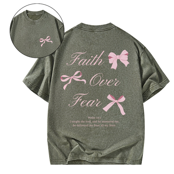 GC-WTSCJX0034 Faith Over Fear Christian Washed T-Shirt
