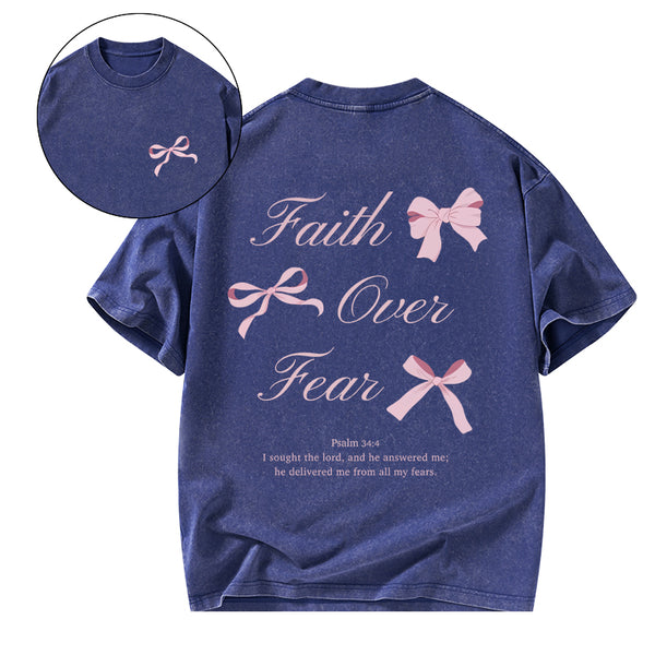 GC-WTSCJX0034 Faith Over Fear Christian Washed T-Shirt